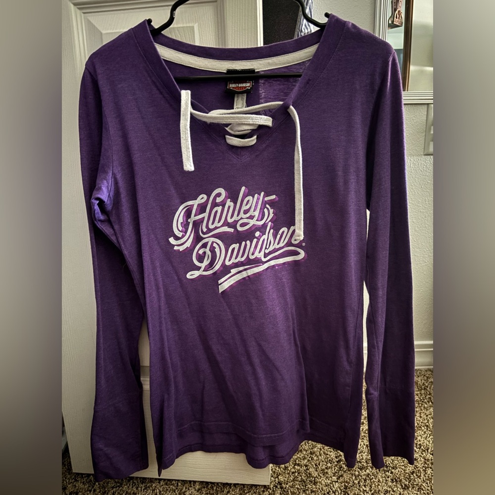 Harley-Davidson Purple and White Ladies Tee